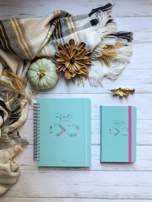Undated - My Infinite Agenda - Coral with Teal (180 Days) - 5" x 8.25", $29