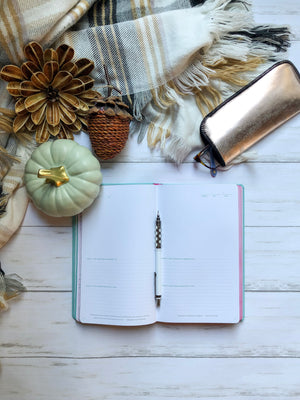 Undated - My Infinite Agenda - Coral with Teal (180 Days) - 5" x 8.25", $29